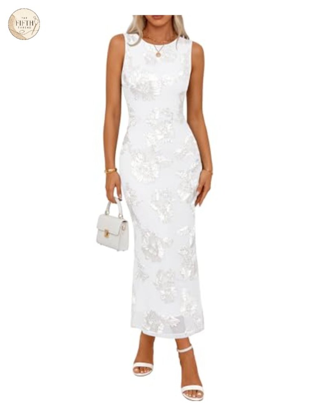 Floral 3D Mesh Bodycon Maxi Dress Sleeveless Formal Wedding Guest